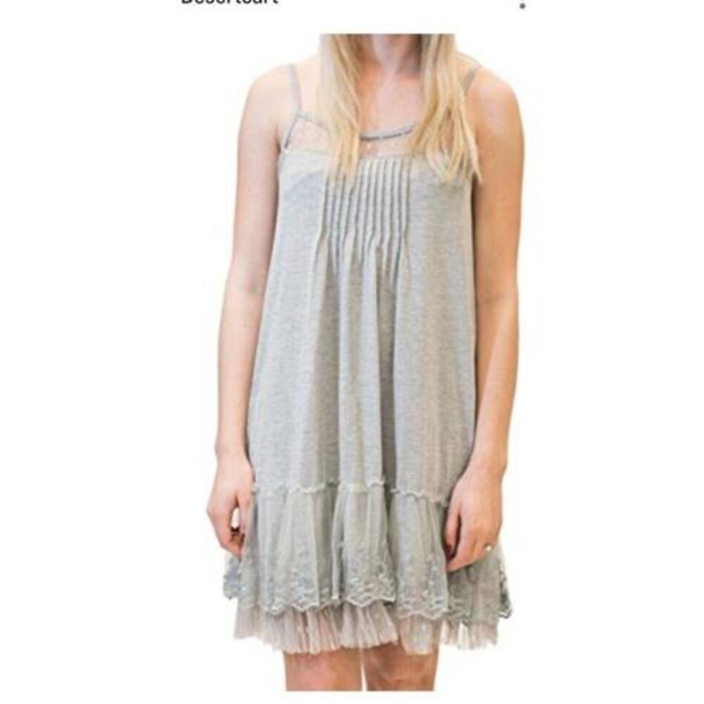 Anthropologie Ryu Dress Womens Small Gray Ruffle Lace Hem Mini Summer/Spring